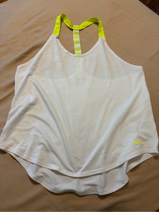 Nike Tops - Nike White Women's Athletic Tank with Neon Yellow Straps